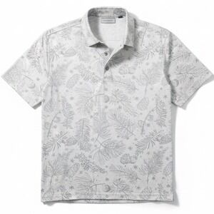 Walter Hagen 11 Majors Golf Polo White Grey Pinecone Snowflake Winter Print S